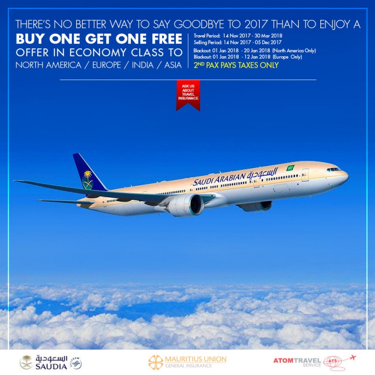 Saudia Airline - Buy one get one free - Atom Travel