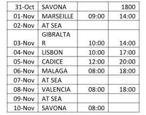 Costa Favolosa (29 OCT 24) -itinerary ATOM